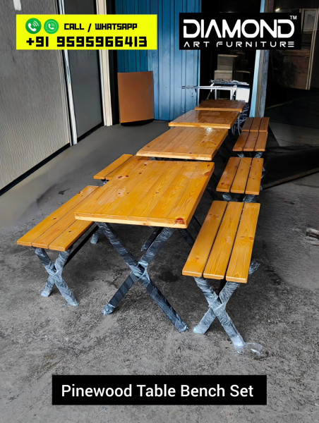 Pinewood Table Bench Set